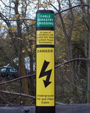 Cable Route Information Marker Post for Fibre Optic Underground Danger available at Blakedale for forestry crossing