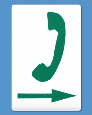 Phone Symbol Green Arrow Right 300X375 Phone direction sign adhesive sticker green