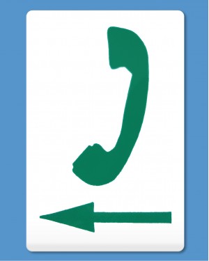 Phone Symbol Green Arrow Left 300X375 Phone direction sign adhesive sticker green