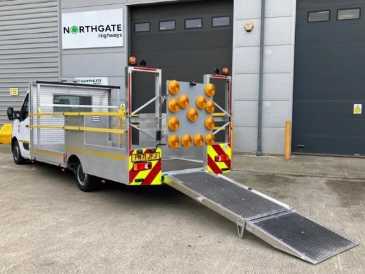 3.5t Low Bodied Traffic Management Vehicles with Rear Ramp and LP13 Light Arrow
