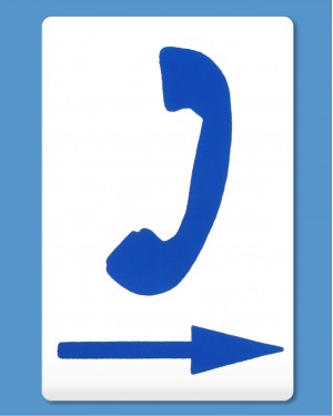 Phone Symbol Blue Arrow Right 300X375 Phone direction sign adhesive sticker blue