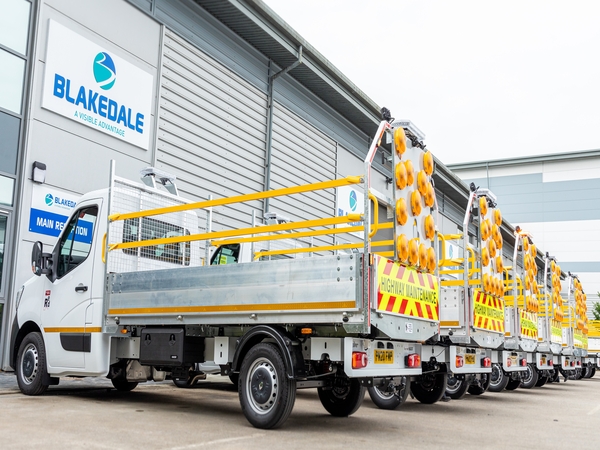 Fleet of traffic management vehicles in Blakedale's head office